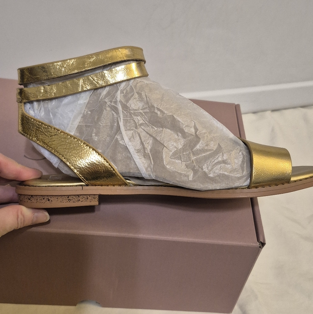 Women's Gold Ankle Strap Sandals - Picture 5 of 6